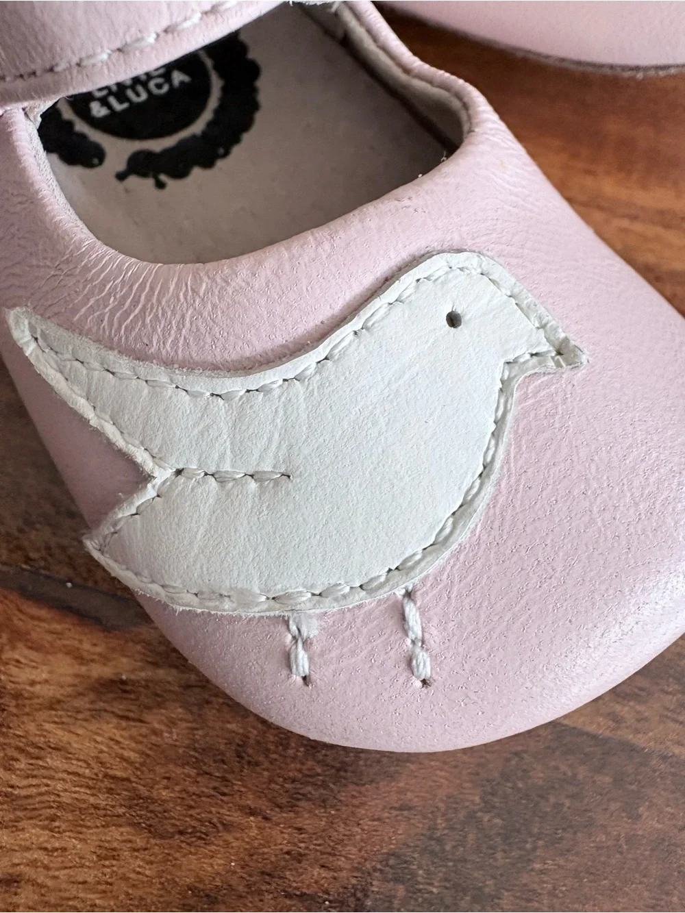 Live & Luca Baby Girl Pink Leather Pio Bird Peacock Crib Shoes Size 0 6 12 Month